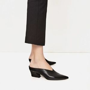 ZARA - Black Leather Mules
